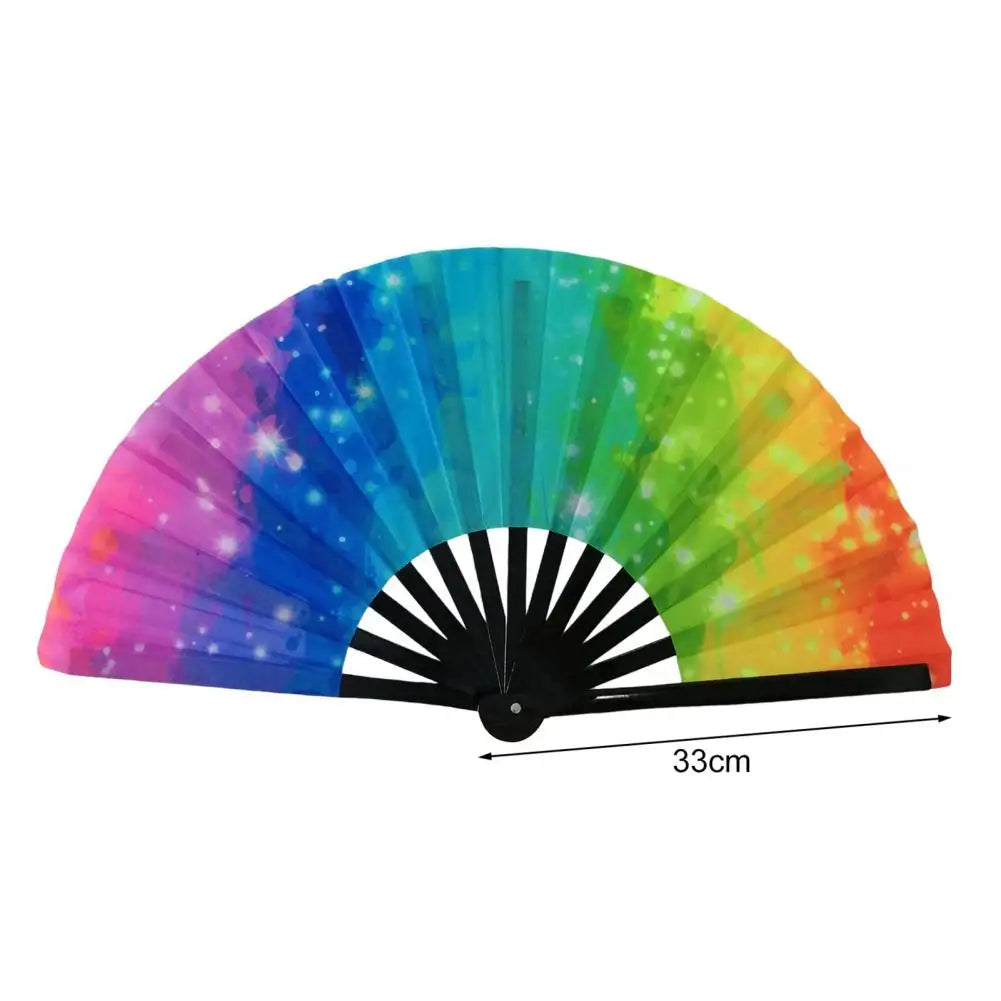 Folding Fan Colorful Holographic Rave Fans Bamboo Hand Fans for Festival Dancing Parties