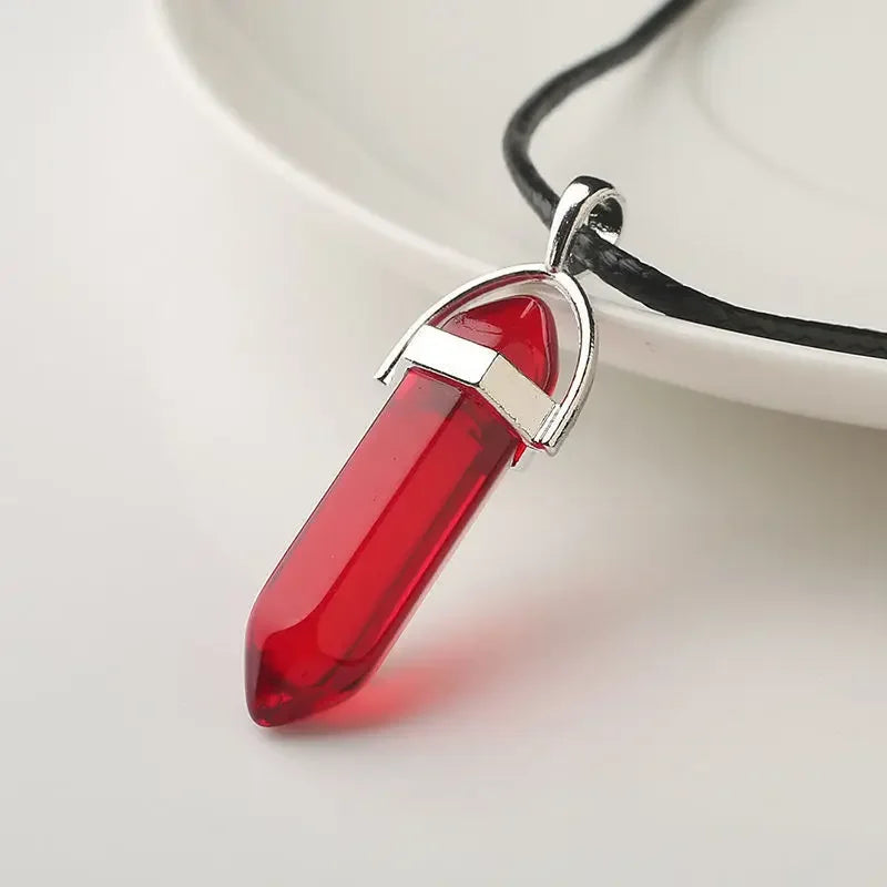 Natural Crystal Wishing Stone Necklace Energy Stone Hexagonal Pendant Men Women Birthday Gift Healing Talisman Jewelry