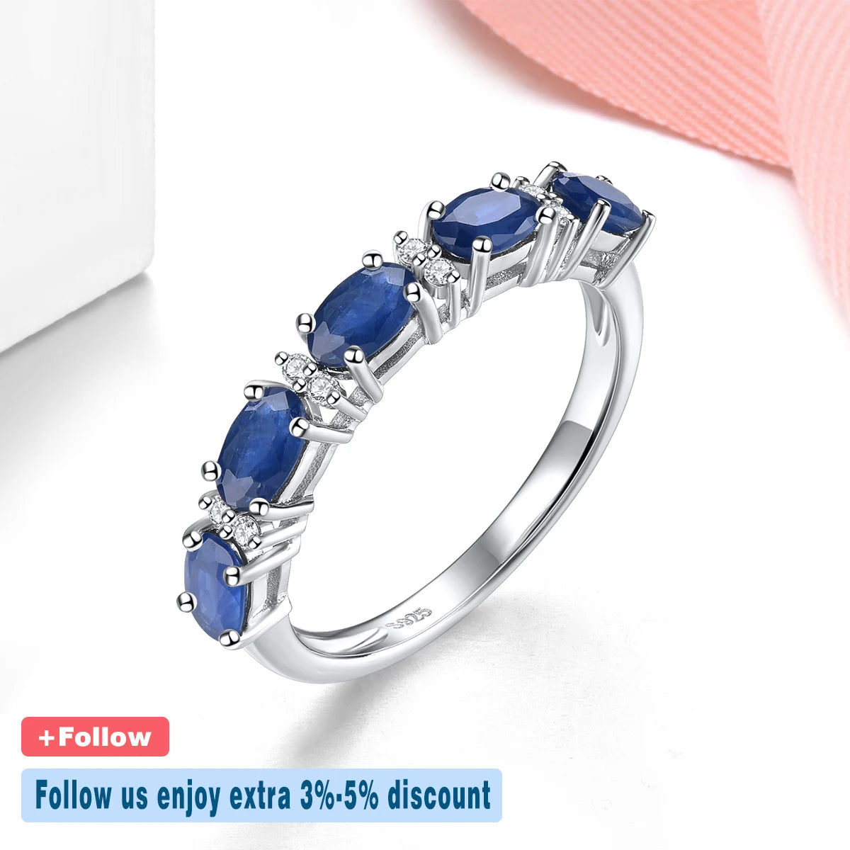 Natural Blue Sapphrie Sterling Silver Rings 1.2 Carats Genuine Precious Gemstone Women Classic Anniversary S925 Fine Jewelry