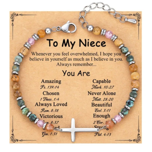 Cross Bracelet for Women, Steel Birthday Christian Confirmation Baptism Easter Unique Gift for Girls Friends Daughter Mom Sister