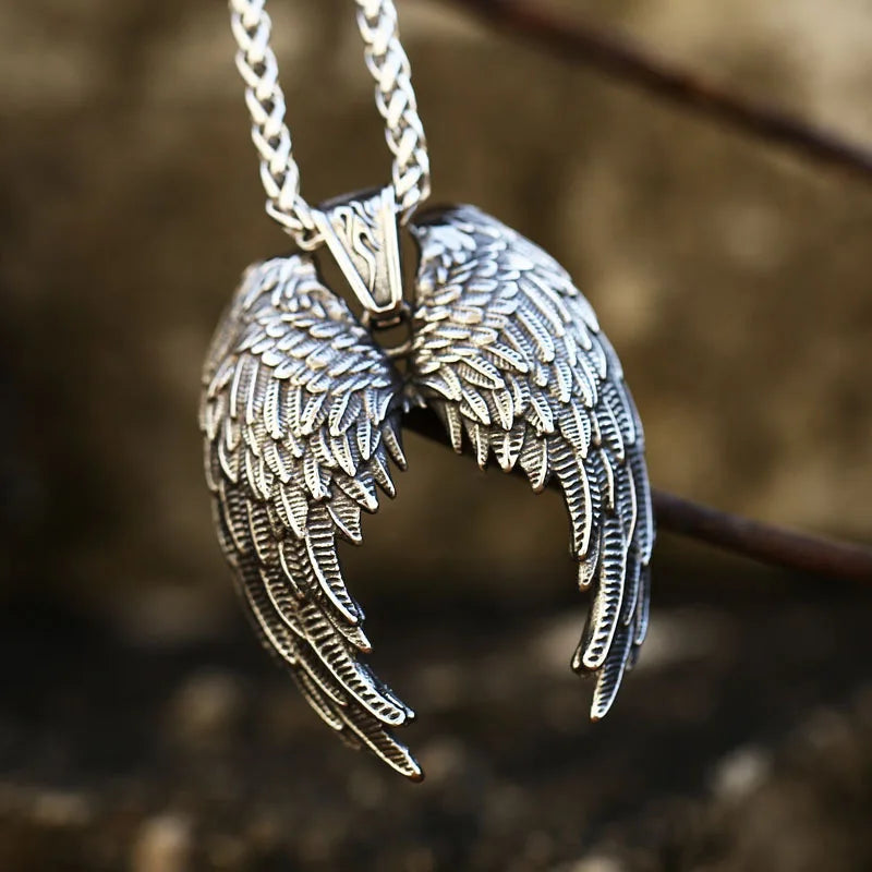 Angel Wings Stainless Steel Men Women Necklaces Pendants Chain Punk Rock Vintage Fashion Jewelry Accessories Gift Wholesale
