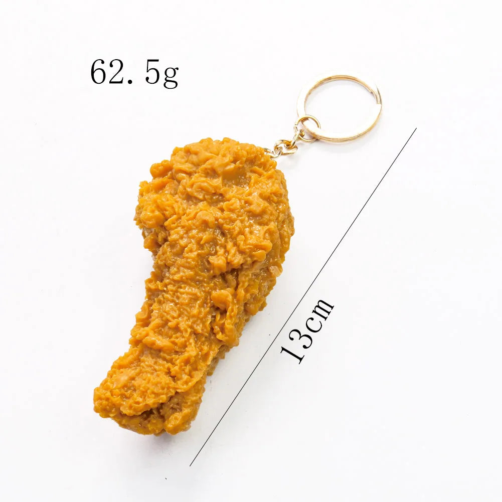 Fried Chicken Simulation Food Keychain French Fries Drumstick Chicken Nuggets Key Chain Restaurant Client Gift Chef Cook Keyring Keychain 3