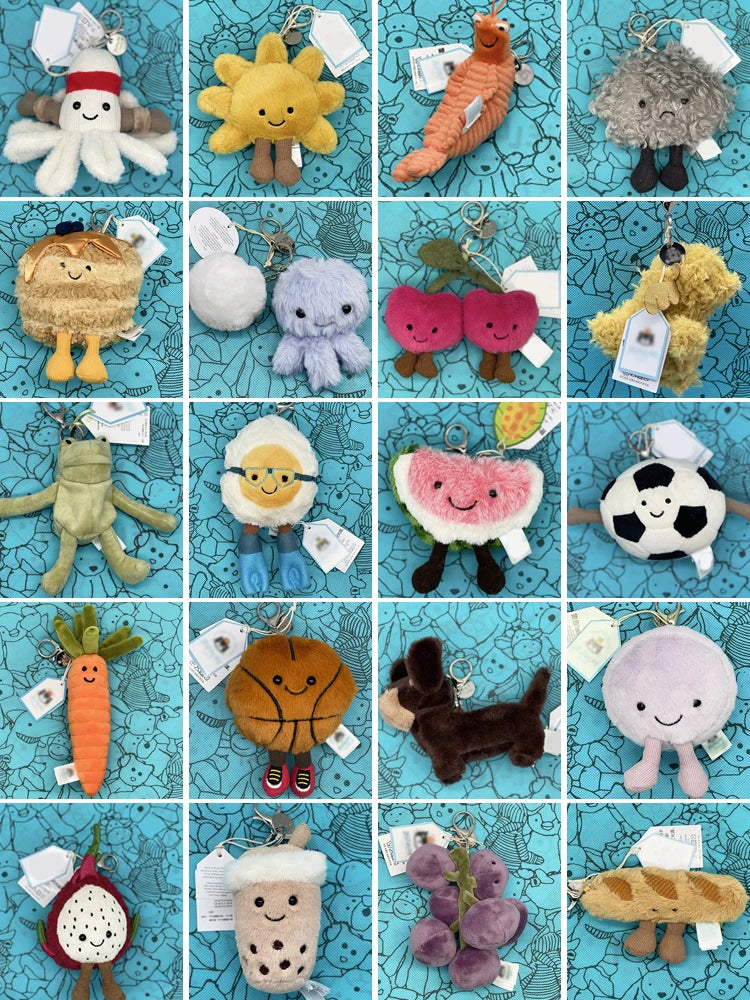 Golf Ball Plush Keychain, Jellyfish Keychain, Macaron Plush Toy, Cherry, Black Storm Cloud Plush JC Bag Charm