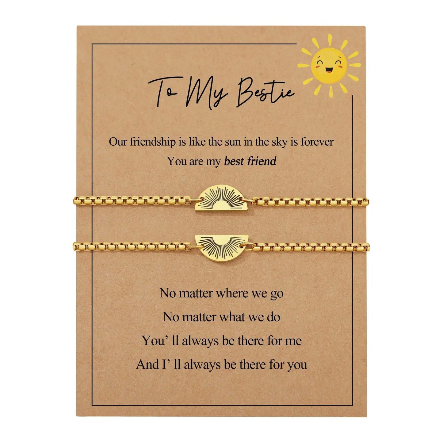 Stainless steel sun bracelet, round plaque, engraved gold chain, Christmas gift, birthday gift, couple gift