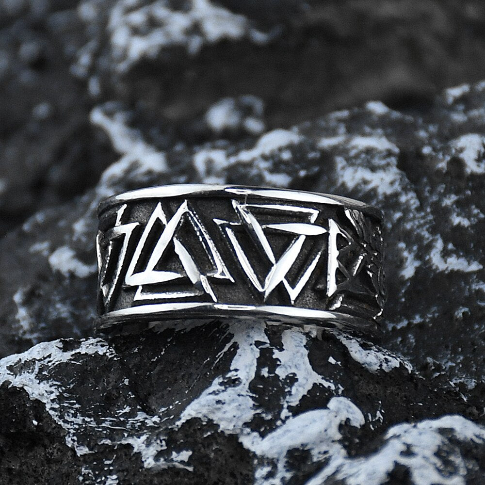 Odin Raven Ring Nordic Viking rune valknut Amulet Ring Stainless Steel Rings Men gift
