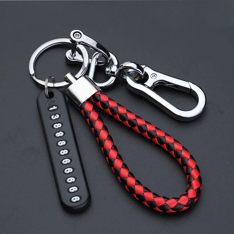 Anti-Lost Key Rings DIY Senile Dementia Mom Dad's Phone Number Card Pendant Keychain Waxed Leather Rope Lobster Clasp Key Chain style 3