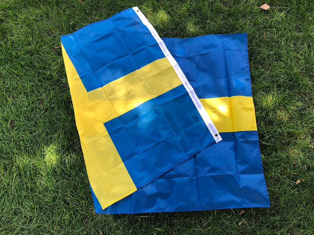 Swedish Flag 3ft x 5ft Hanging  SWE SE The Kingdom of Sweden Flag Polyester standard hanging Flag Banner