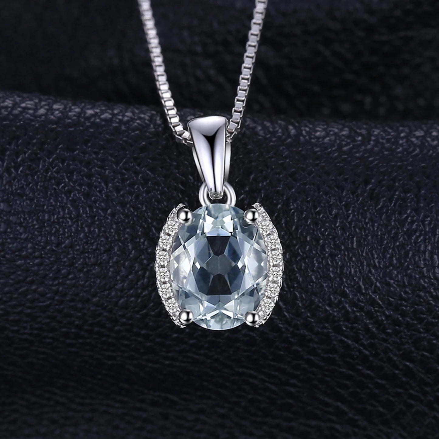 JewelryPalace Oval 1.7ct Natural Green Amethyst 925 Sterling Silver Pendant Necklace for Women Fine Jewelry Choker No Chain