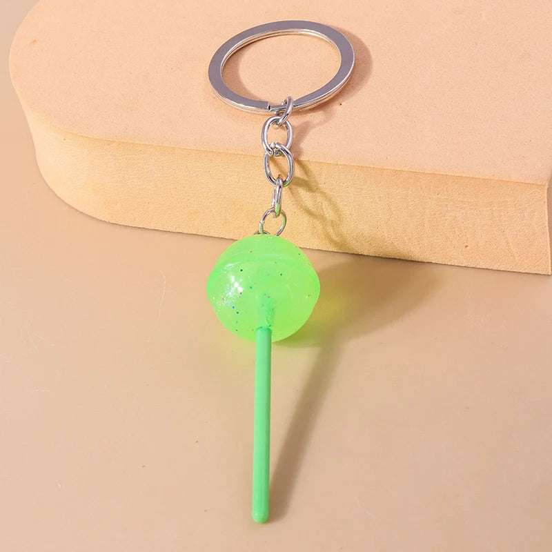 Lovely Resin Candy Lollipop Keychain Mini 3D Simulation Food Key Rings for Men Women Handbag Pendants DIY Kids Jewelry Gifts