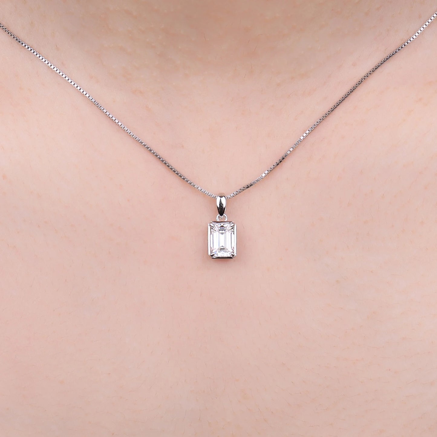 JewelryPalace 5A CZ 1ct Emerald Cut 925 Sterling Silver Pendant Necklace for Woman No Chain Fashion Birthday Gift Fine Jewelry