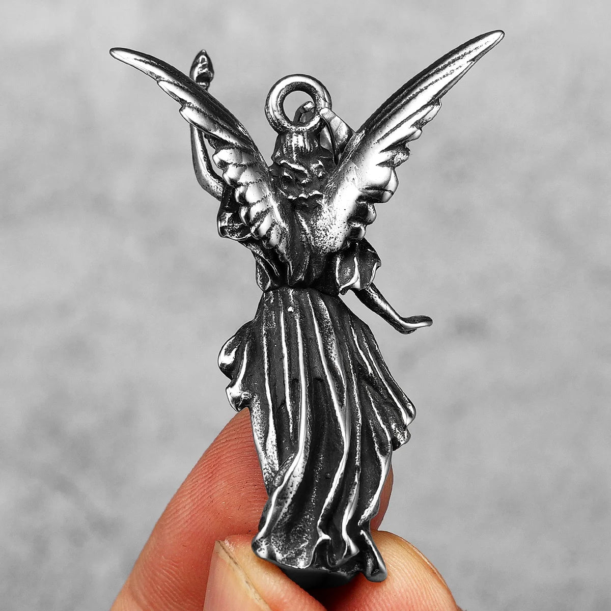 Angel Statue of Liberty Stainless Steel Men Necklaces Pendant Chain Powerful Amulet Vintage for Women Jewelry Gifts Wholesale