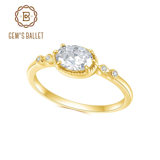 GEM'S BALLET 925 Sterling Silver Moissanite Ring 1.02Ct Oval Cut Moissanite Side Stone Engagement Rings For Women Wedding
