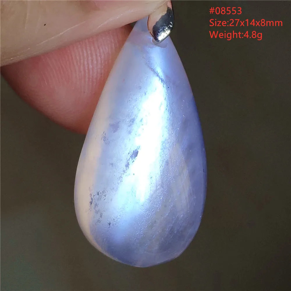Natural Moonstone Blue Light Pendant Oval Beads Women Men Necklace 925 Silver Moonstone Pendant AAAAAA 08553