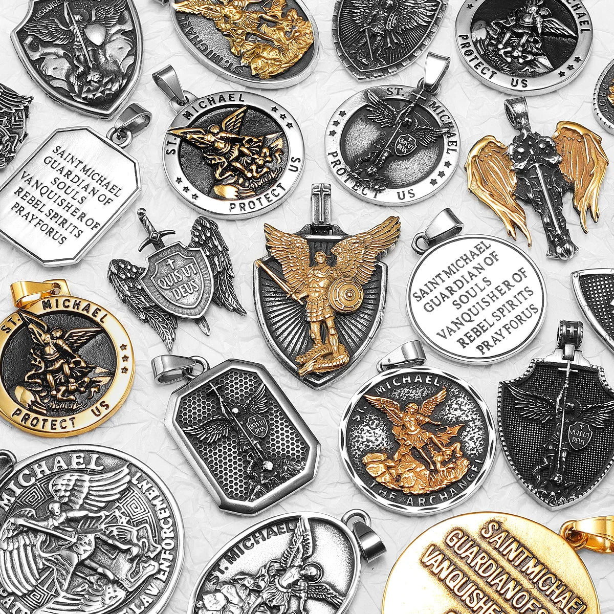 Arch Angel St.Michael Stainless Steel Men Necklaces Pendant Chain Amulet Vintage New In For Women Fashion Jewelry Gift Wholesale