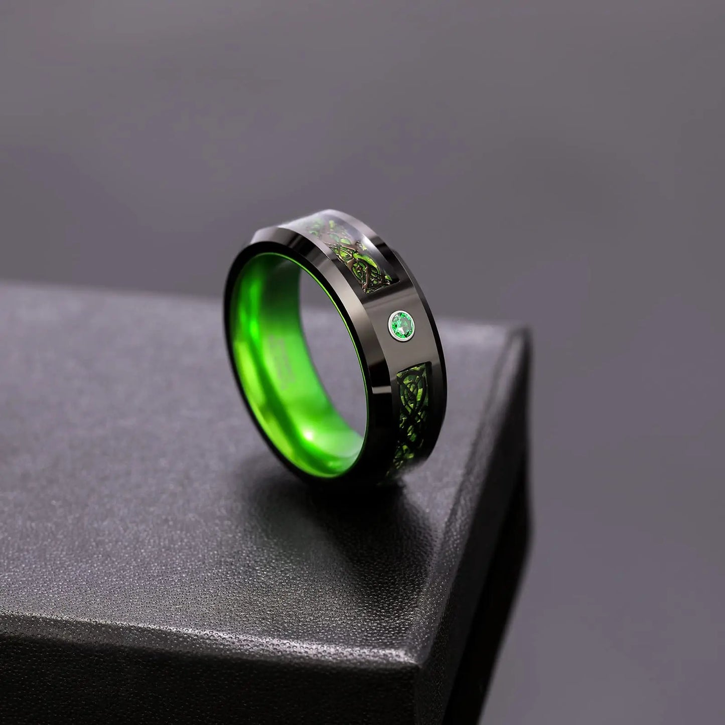 Fashio Men Rings Black Titanium Stainless Steel Rings For Men Women Brick Pattern Finish Beveled Edge Wedding Ring Party Jewelry