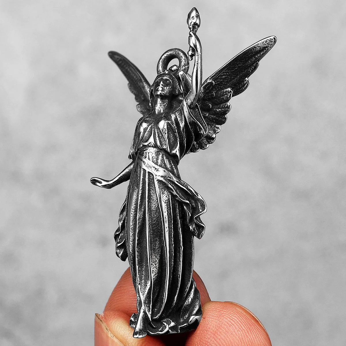 Angel Statue of Liberty Stainless Steel Men Necklaces Pendant Chain Powerful Amulet Vintage for Women Jewelry Gifts Wholesale