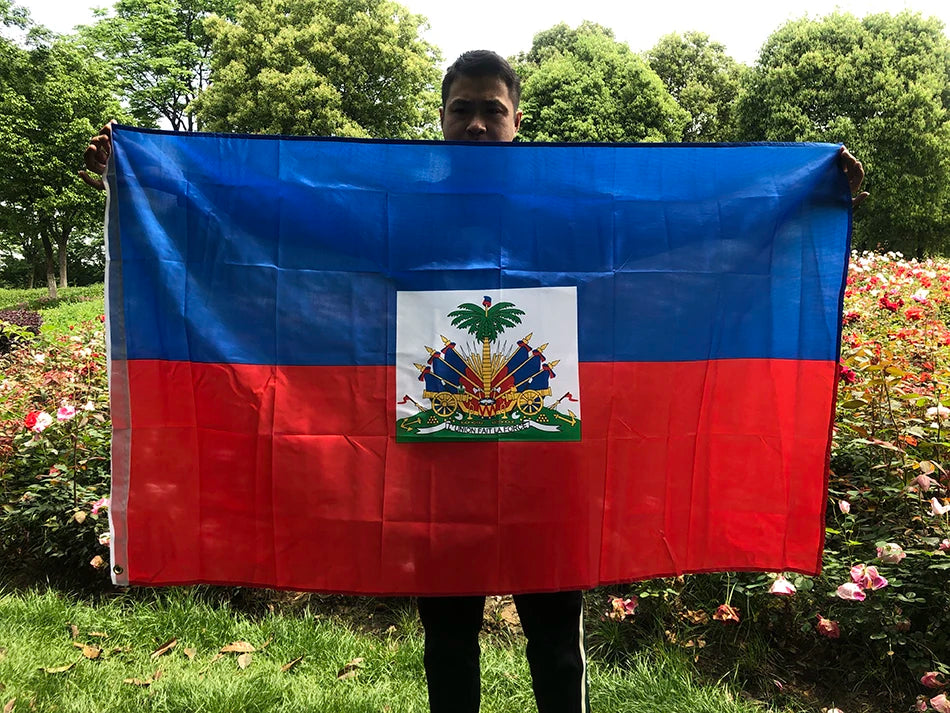 Haiti Flag 90x150cm hanging Polyester blue red 2 Sides Printed National Flag Haiti Sports banner