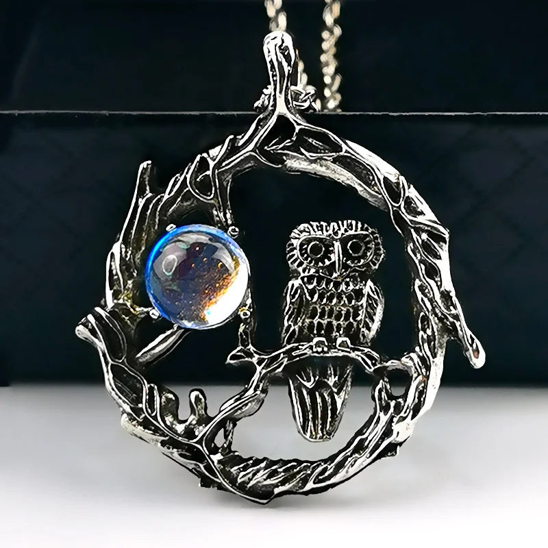 Moonstone Pendant Necklace Women's Fashion Summer Bohemian Vintage Jewelry Gothic Owl All-In-One Jewelry Party Gift Trend 2022 1 45cm