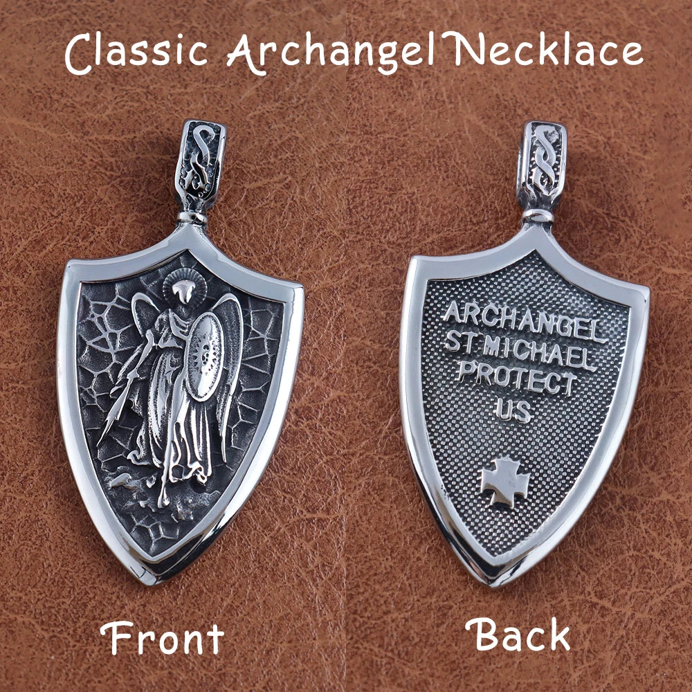Stainless Steel St Michael Series Necklace Pendant for Men Women - Catholic Patron Saint Medal, Sacred Amulet Protection Gift
