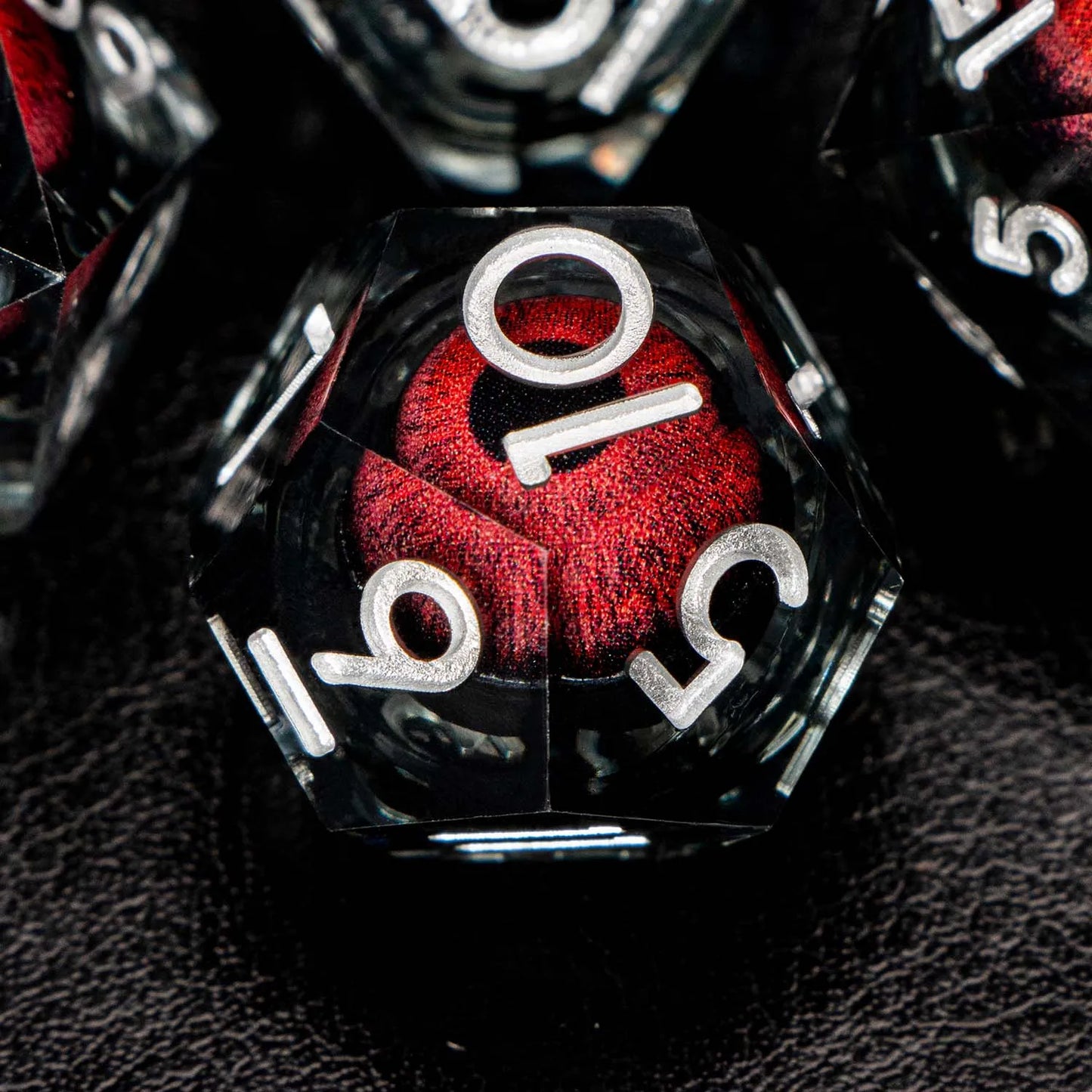 D and D Liquid Flow Core Eye Resin Dice Set | Dnd Dungeon and Dragon Pathfinder Role Playing Game Dice | D20 D&D Red Black Dice
