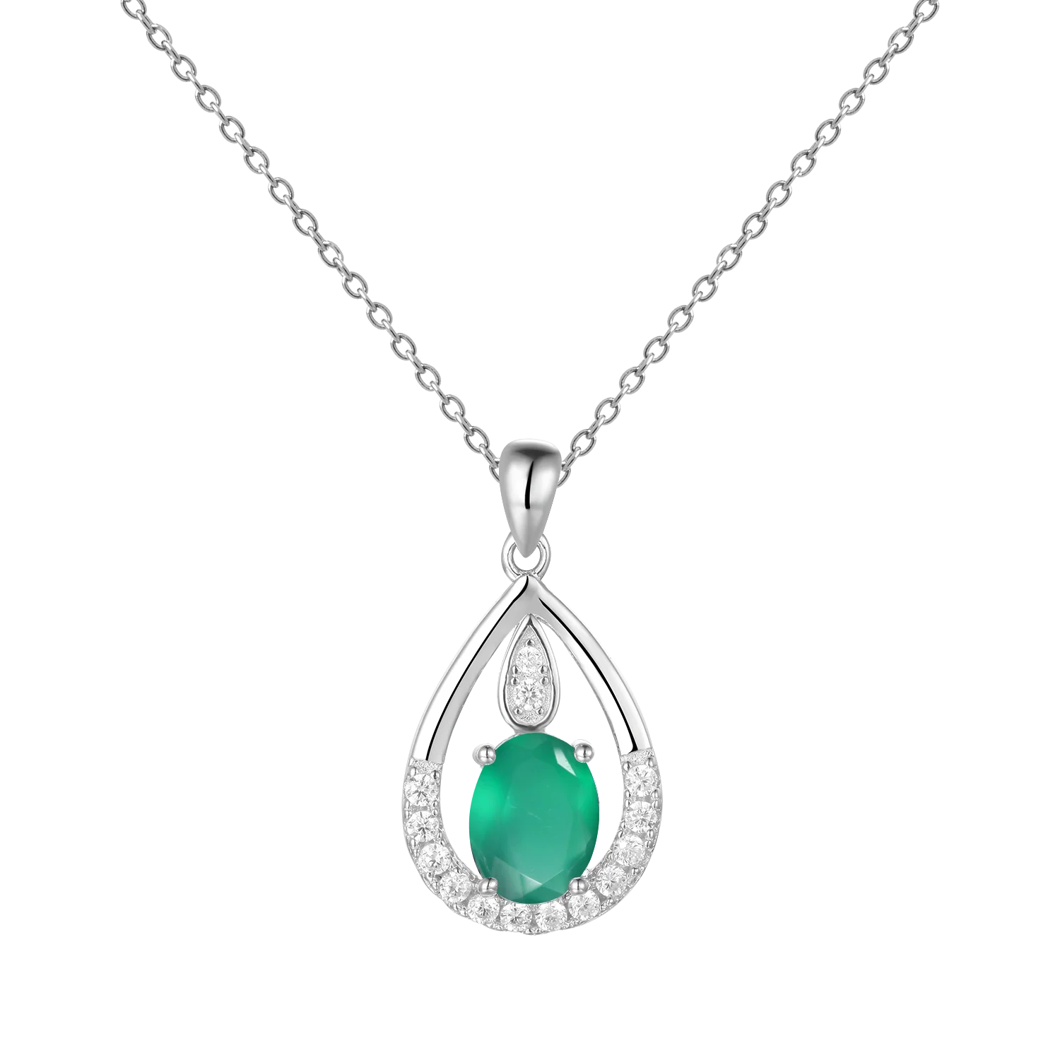 Gem's Ballet December Birthstone Topaz Necklace 6x8mm Oval Pink Topaz Pendant Necklace in 925 Sterling Silver with 18" Chain Green Agate