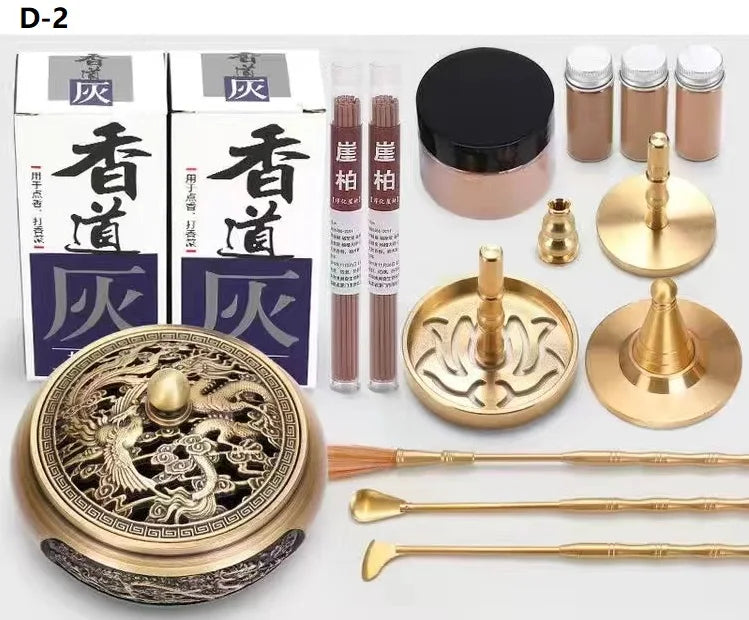 Incense Burner Set Brass Incense Fragrance Making Kit Incense Sealing Mold Incense Holder for Yoga Meditation Home Fragrance D-2