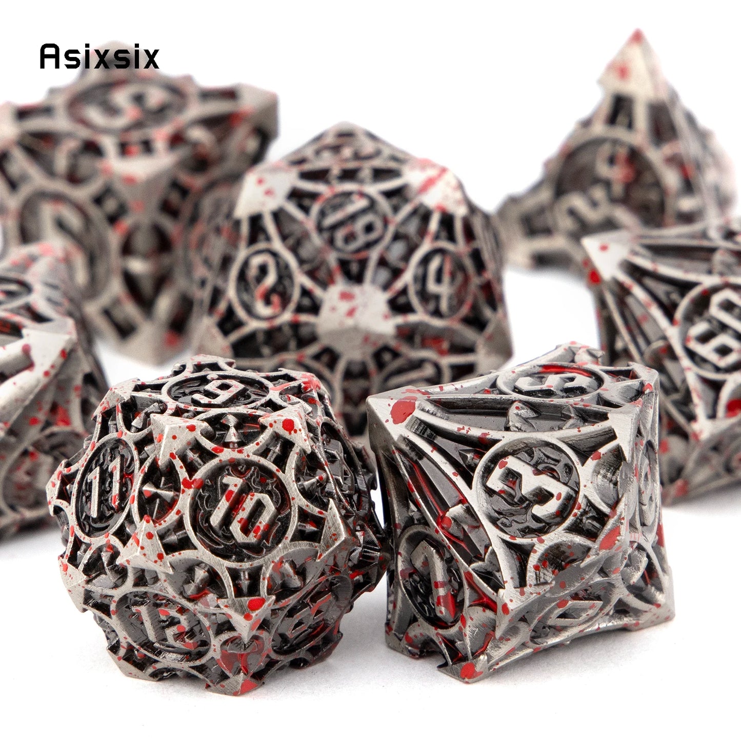 7 Pcs Copper Red Metal Dice Solid Metal Polyhedral Dice Set Suitable for Role-Playing RPG Board Game Card Game