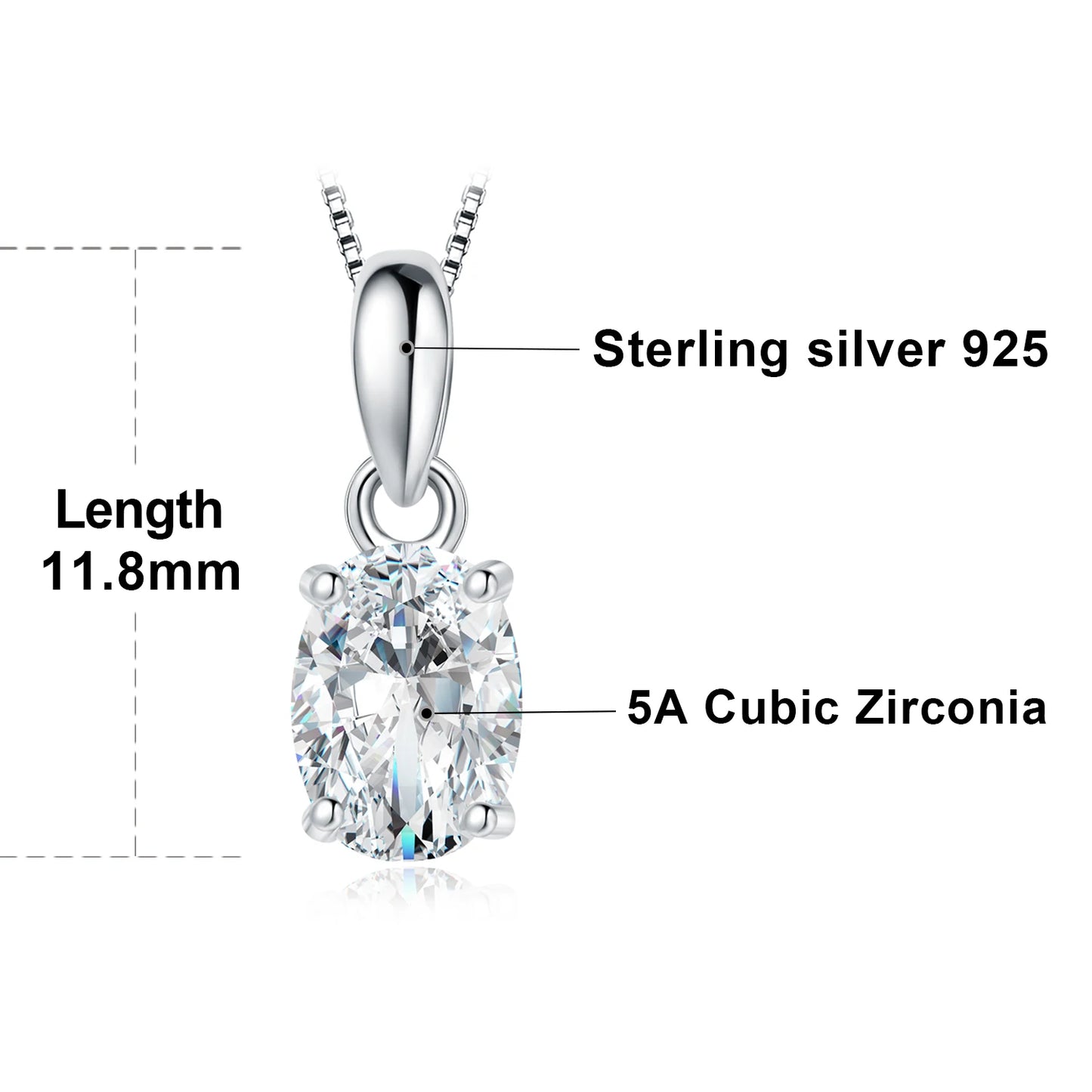 JewelryPalace Real 925 Sterling Silver 5A Cubic Zirconia Oval Round Emerald Princess Cut Pendant Necklace for Women No Chain