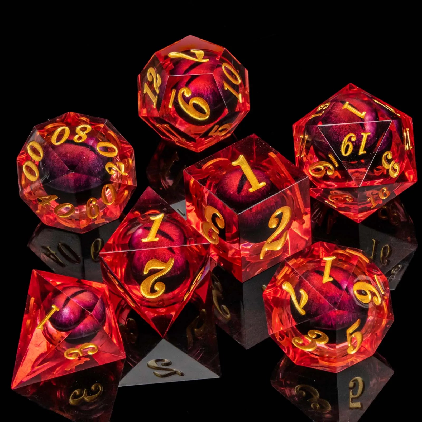 D and D Flowing Sand Sharp Edge Dragon Eye Dnd Resin RPG Polyhedral D&D Dice Set For Dungeon and Dragon Pathfinder Role Playing AZ07