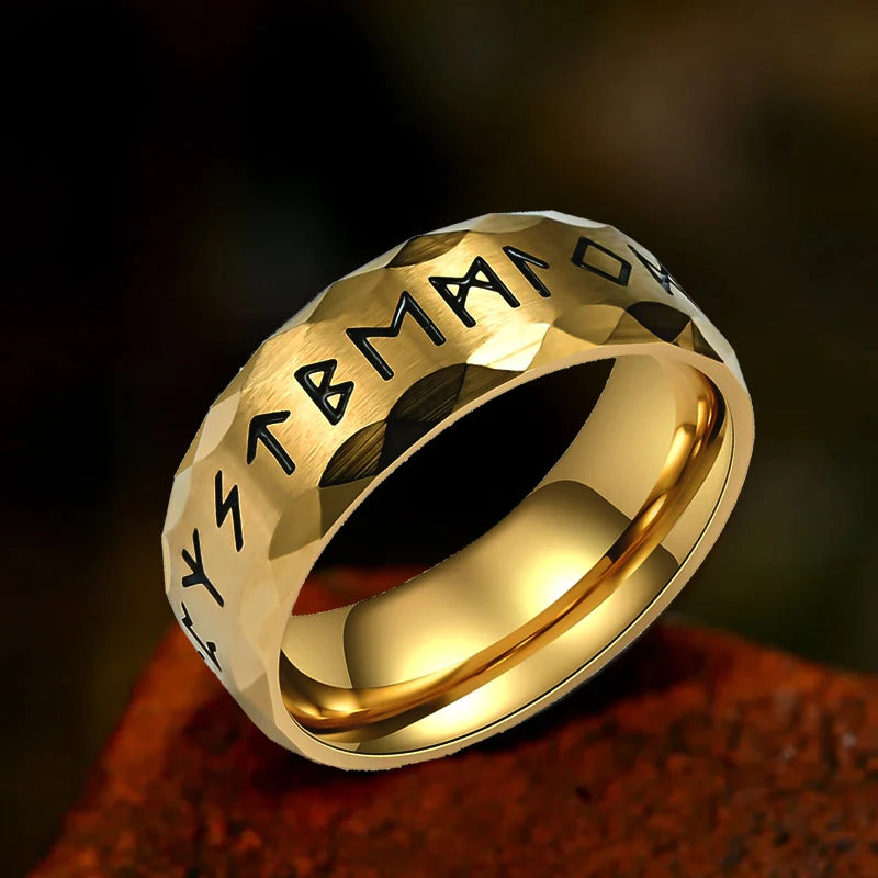 Vintage Odin Norse Viking Rune Rings For Men Fashion Stainless Steel Celtic Knot Rings Retro Couple Amulet Jewelry