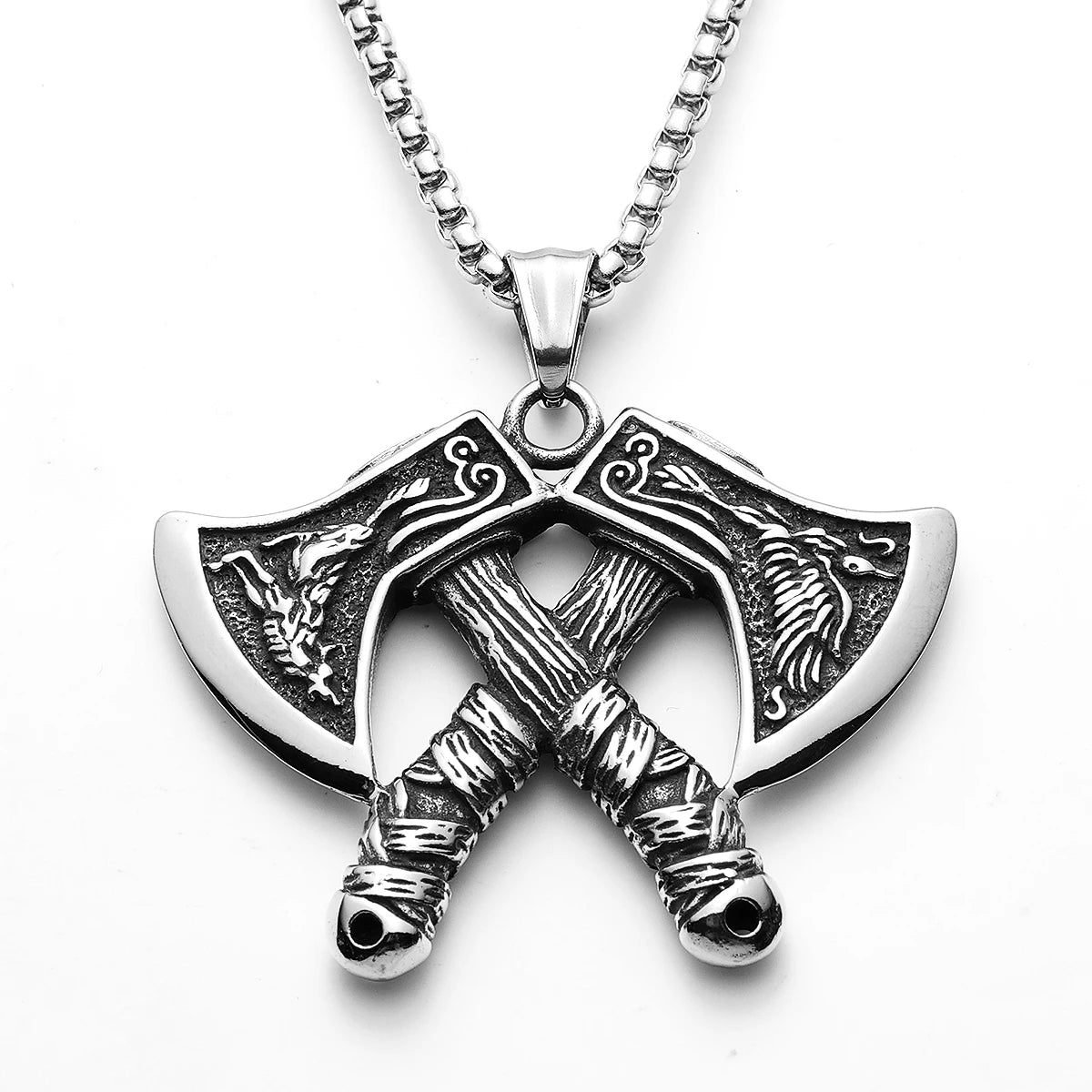 Viking Double Axe Men Necklaces Stainless Steel Pendant Chain Women Punk Fashion Jewelry New In Accessories Gifts Wholesale