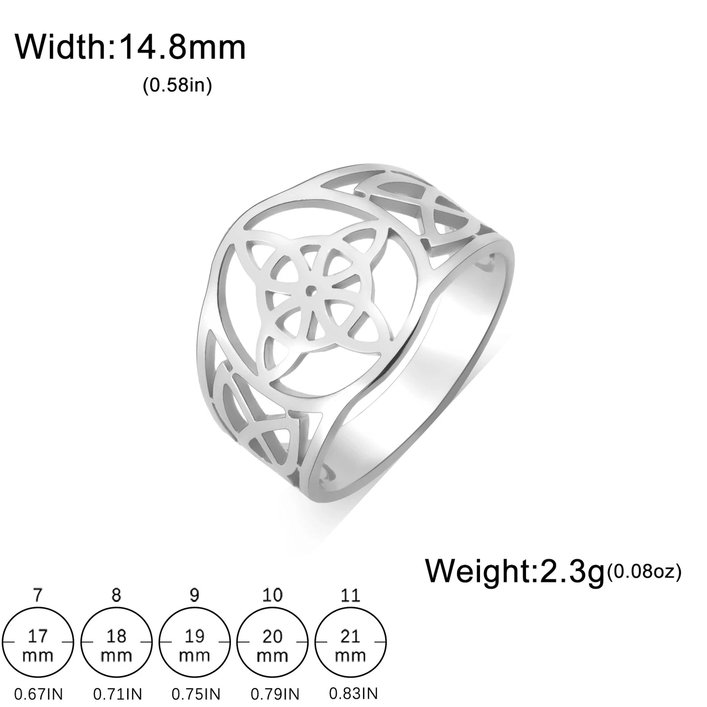 LIKGREAT Witch Knot Ring for Women Men Hollow Stainless Steel Finger Rings Celtic Vintage Amulet Protection Couple Jewelry Gifts