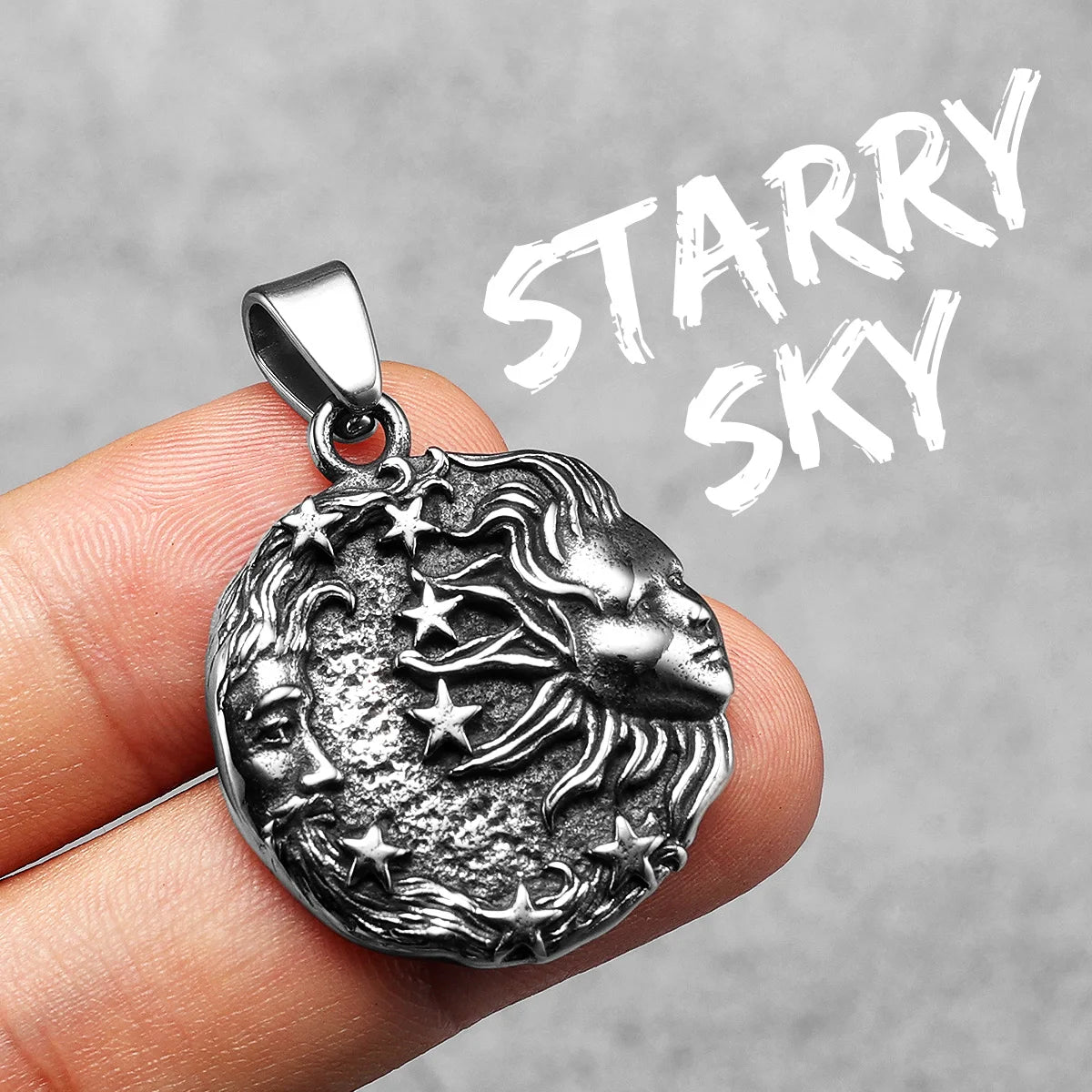 Greek Myth Stars Moon Sun Stainless Steel Men Necklaces Pendant Chain Powerful Amulet Vintage For Women Jewelry Gifts Wholesale