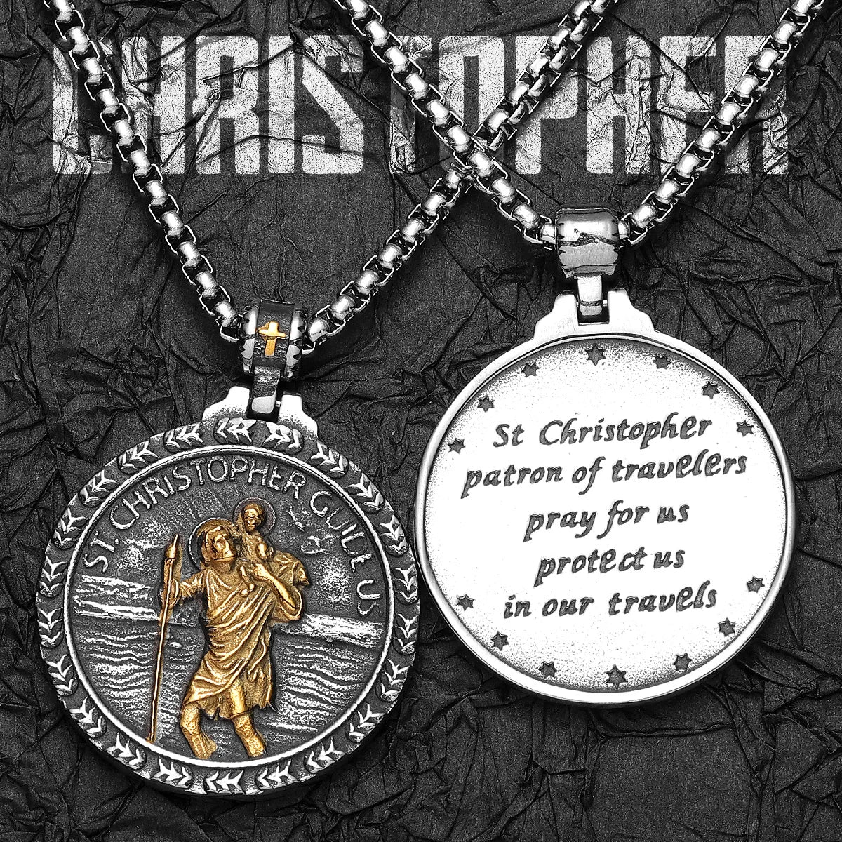 St.Christopher Exorcism Patron Stainless Steel Men Necklaces Pendant Chain Punk Stylish For Women Fashion Jewelry Gift Wholesale
