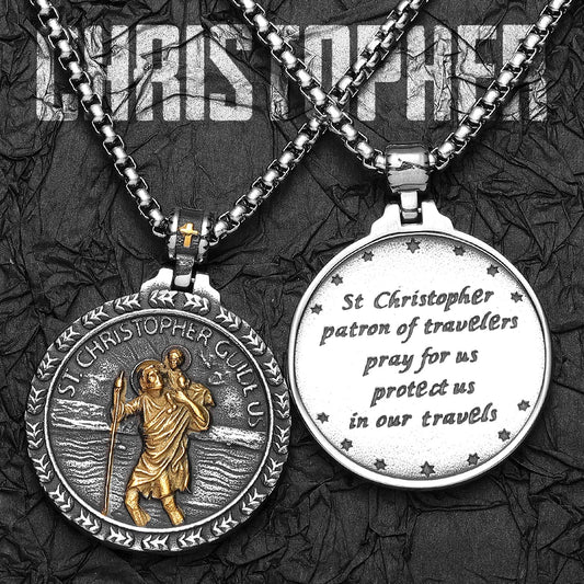 St.Christopher Exorcism Patron Stainless Steel Men Necklaces Pendant Chain Punk Stylish For Women Fashion Jewelry Gift Wholesale