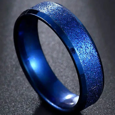 Fashion New 8mm Simple Men Ring Smooth Stainless Steel Blue Charms Rings Women's Couple Jewelry Gift Dropshipping