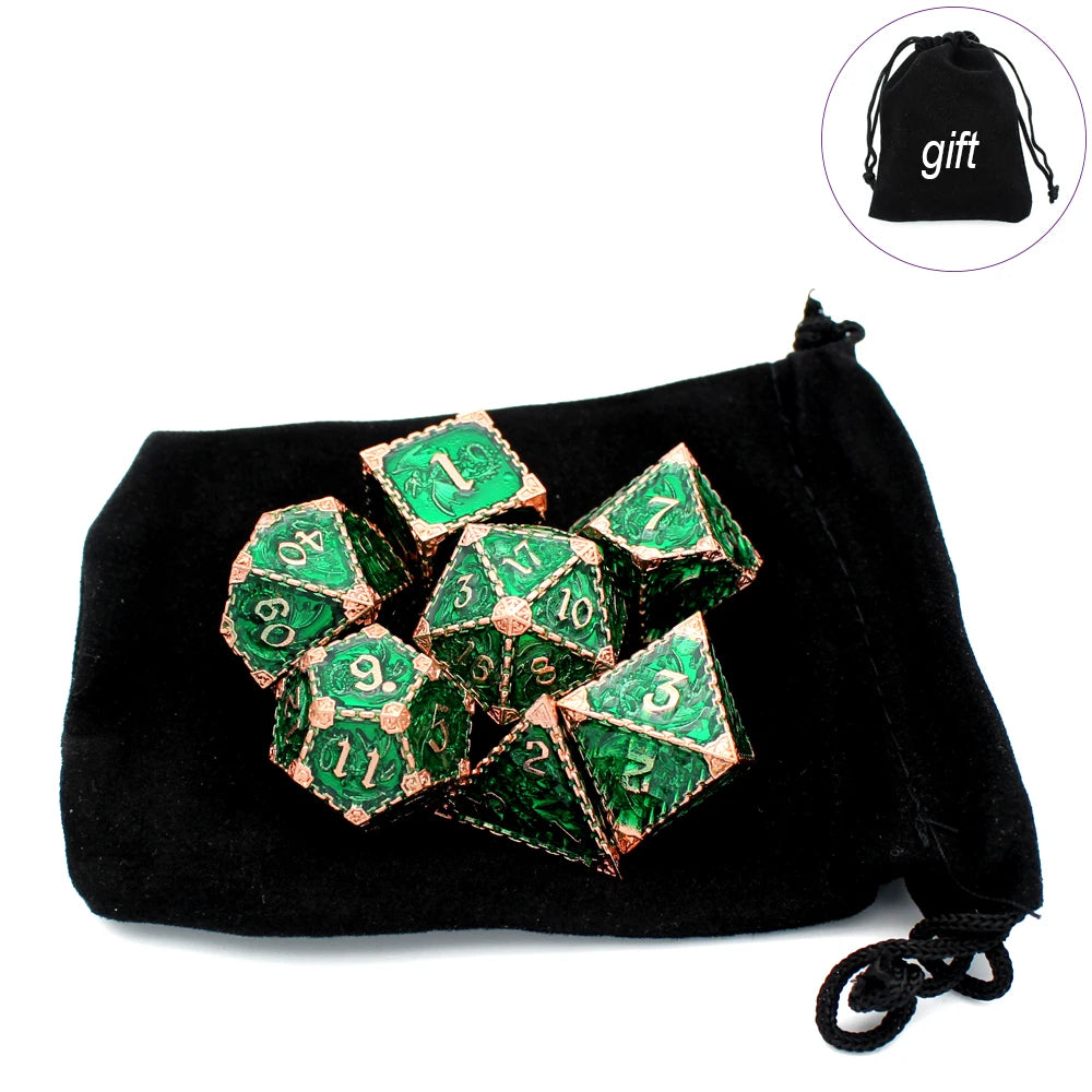 YANSHEGNYI-Metal Dice Dice Set, Dragon, RPG, D & D Board Games, Sex Polyhedral, D Dice, Dadi Dados, 7Pcs