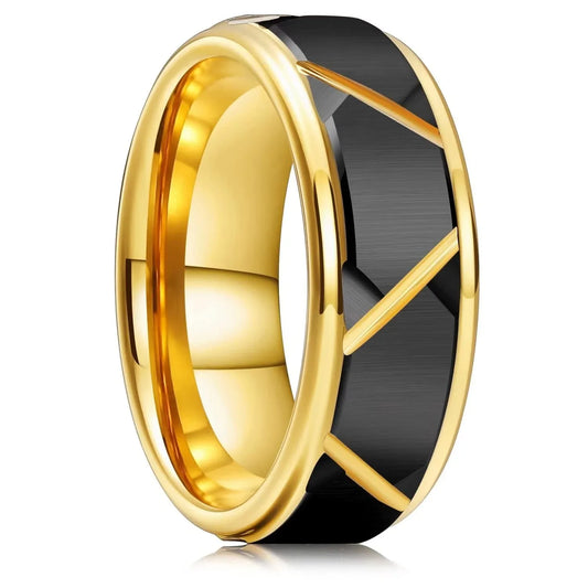 Fashiom 8mm Diagonal Groove Tungsten Men Rings, Classic Stainless Steel Rings For Men, Wedding Band Jewelry Anniversary Gift