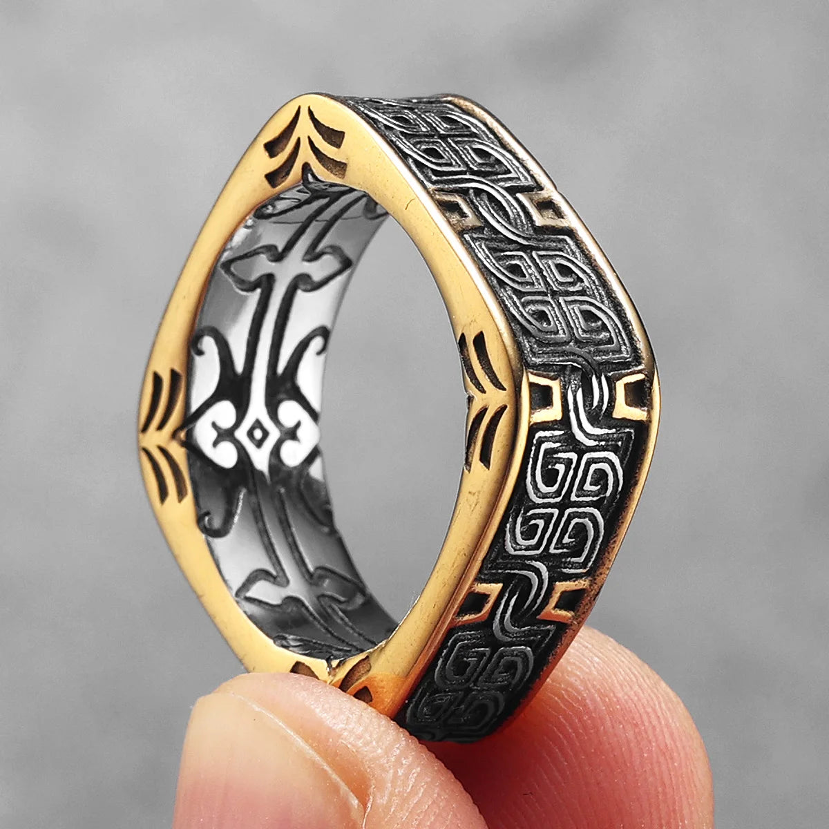 Ancient Classical Patterns Men Rings Stainless Steel Women Fashion Jewelry Punk Trendy New In Accessories Gift