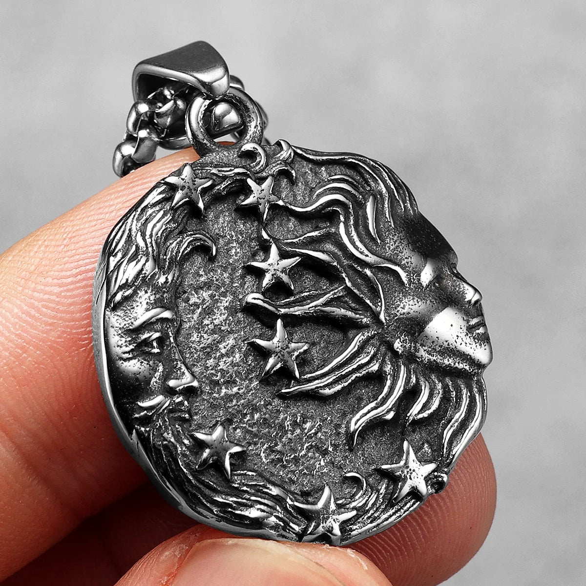 Greek Myth Stars Moon Sun Stainless Steel Men Necklaces Pendant Chain Powerful Amulet Vintage For Women Jewelry Gifts Wholesale