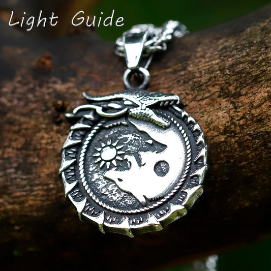 2022 NEW Men's 316L stainless-steel vintage Viking Wolf Pendant Necklace Animal fashion jewelry Gift free shipping CN