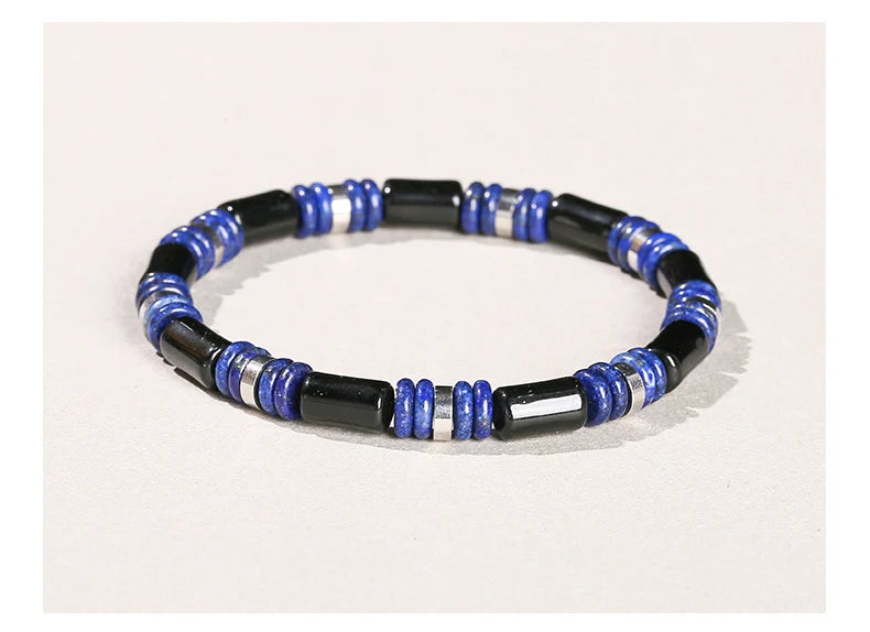 JD Natural Yellow Tiger Eye Stone Tube Shape Bracelets for Women Men Classic Stainless Steel Elastic Bangles Yoga Energy Gifts