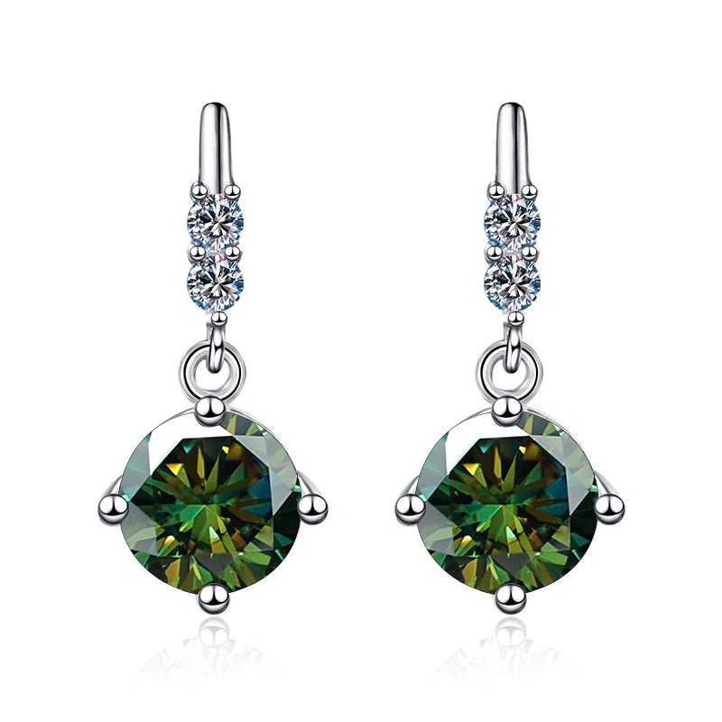 Butterflykiss 0.5/1.0CT Moissanite Drop Earrings For Women Sparkling Diamond S925 Sterling Silver With White Gold Plated Jewelry dark green