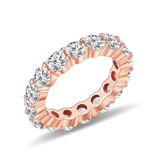 GEM'S BALLET 4.0 MM Round Cut Cubic Zirconia Eternity Wedding Band, Scallop Pave Set White CZ Eternity Ring Gift For Her