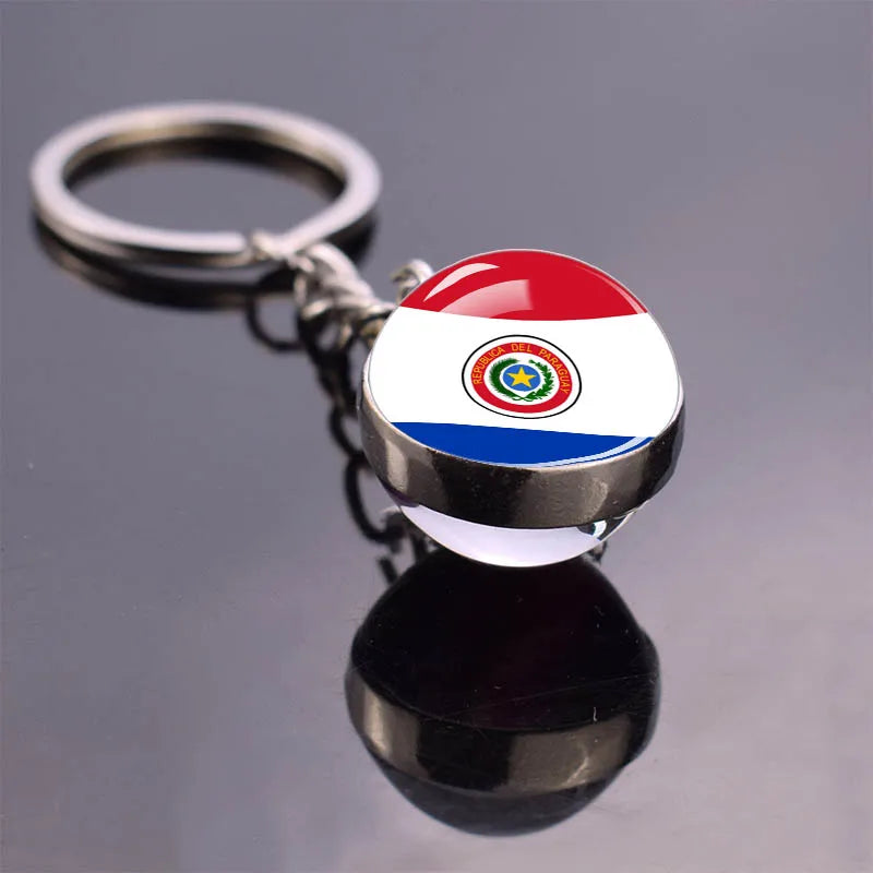 National Flag Keychains South America Countries Flag Glass Ball Key Chains Argentina Brazil Colombia Chile Keyring Jewelry Gift Paraguay