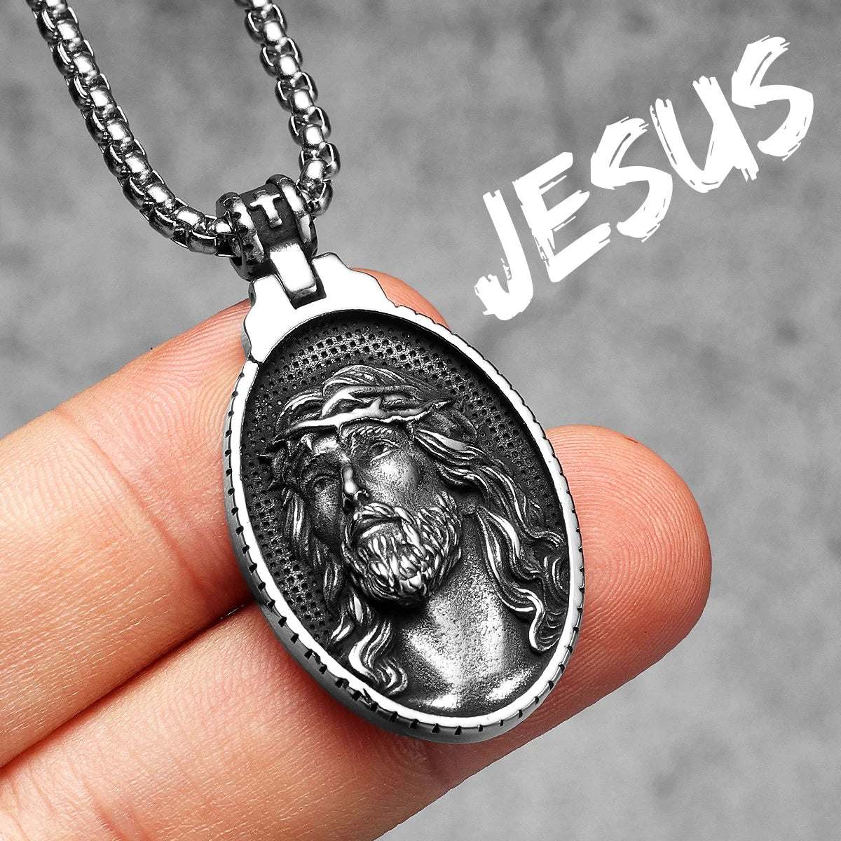 Jesus Heart Cross Series Stainless Steel Men Necklaces Pendant Chain Powerful Amulet Vintage For Women Jewelry Gifts Wholesale
