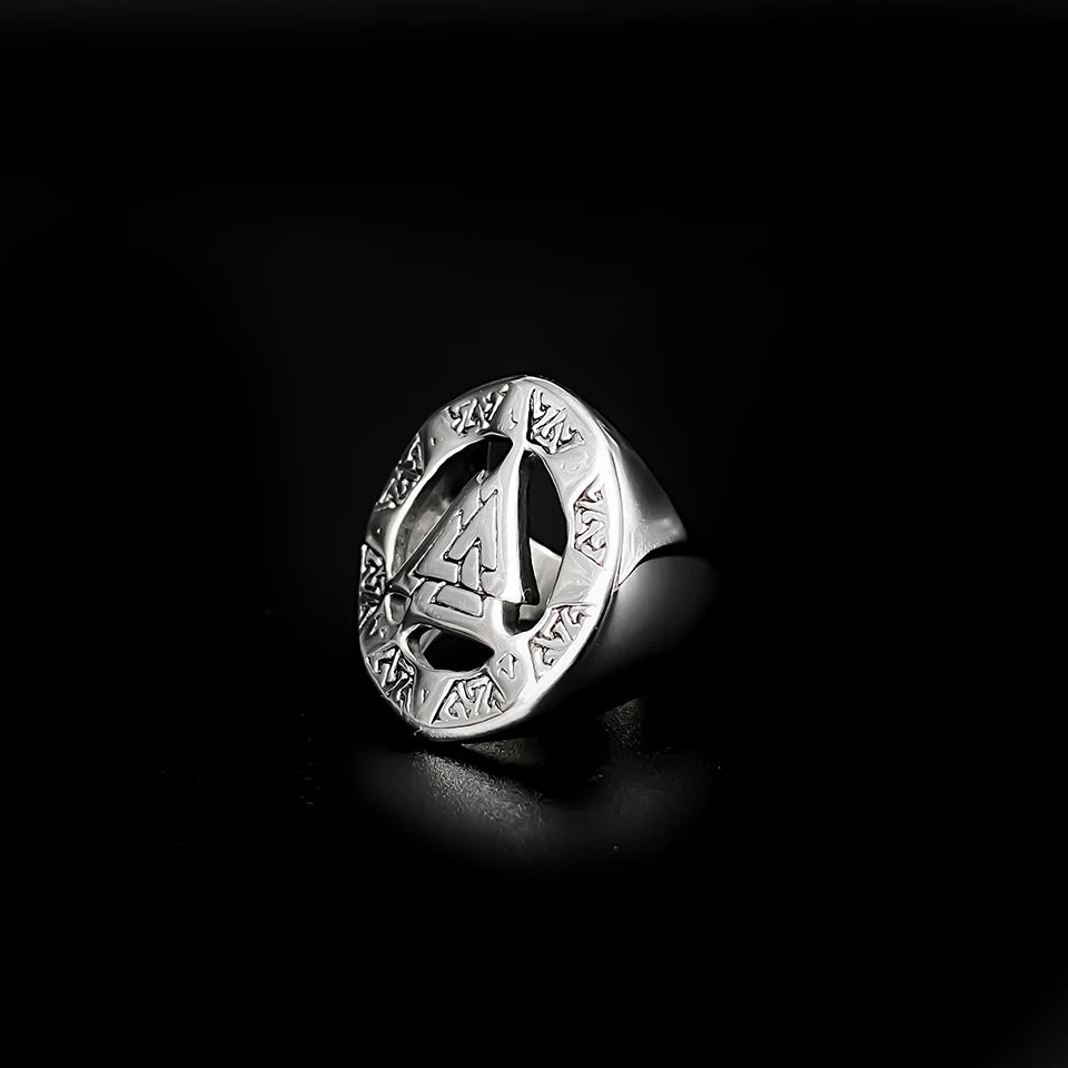 eManco Vintage Triangle Geometric Skeleton Ring Stainless Steel Fashion Men's Rings Punk Band Party  Jewelry 48 Hour Shipping