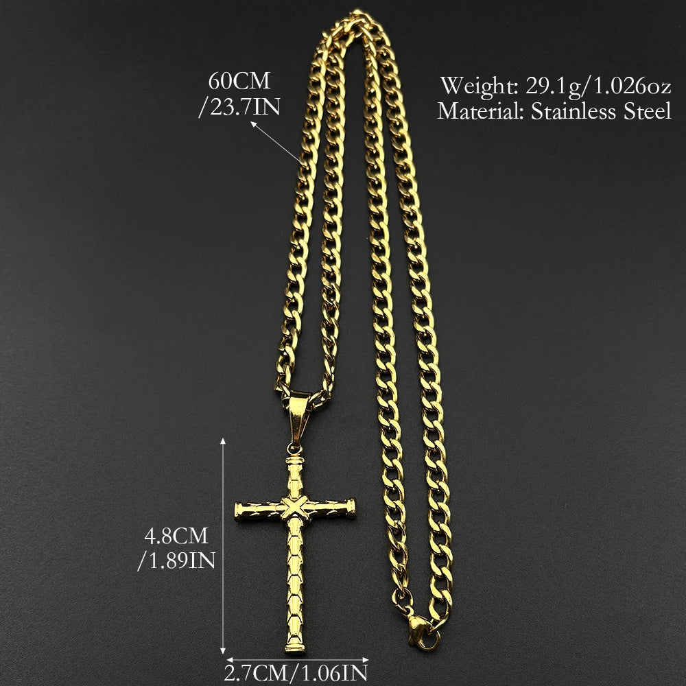 New Design Christian Stainless Steel Cross Pendant Necklace for Men Women Punk Hip Hop Biker Necklaces Amulet Jewelry Gift