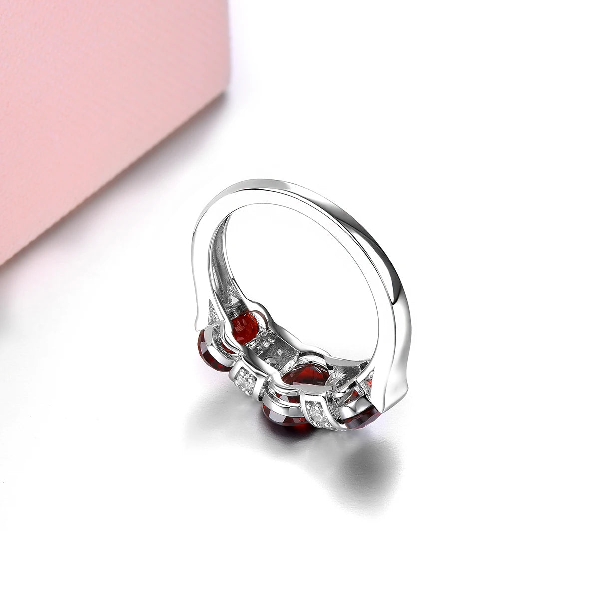 Natural Red Garnet Sterling Silver Rings 3.8 Carats Genuine Gemstone Simple Classic Design Women Birthday Gifts S925 Jewelrys