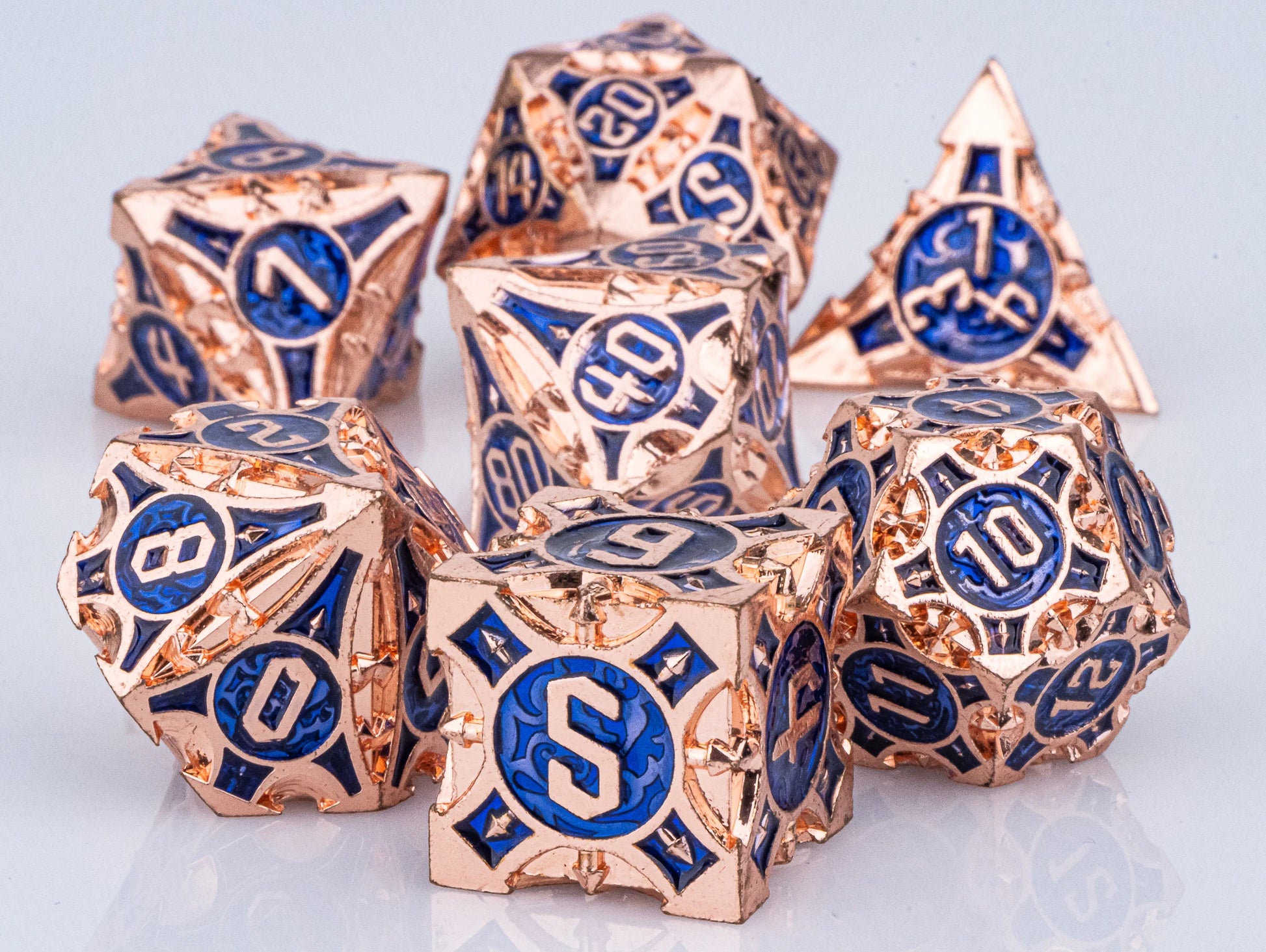 Dnd metal dice set ，red metal dice set for dungeons and dragons ，sharp edge d&d dice set